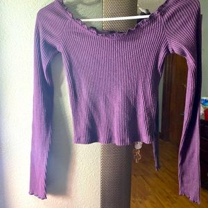 Purple off shoulder crop top